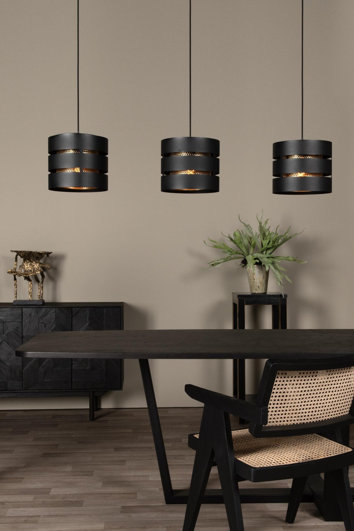 Lucide hanglamp ROSAS - 3xE27 - Zwart
