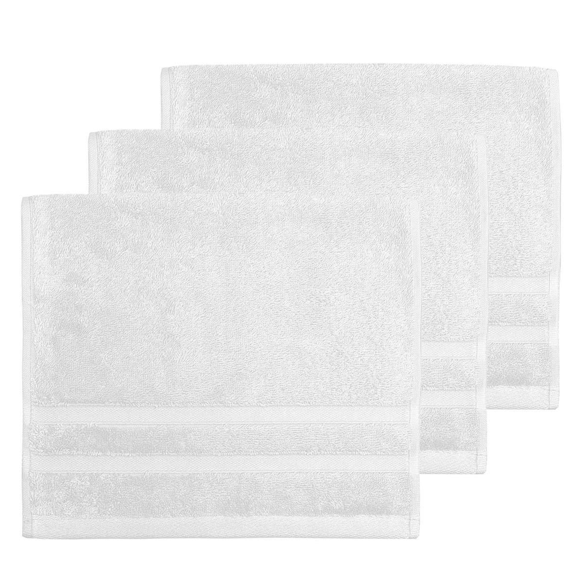 SENSILK - Lot de 3 serviettes invité 600 gr/m²  blanc 30x50 cm