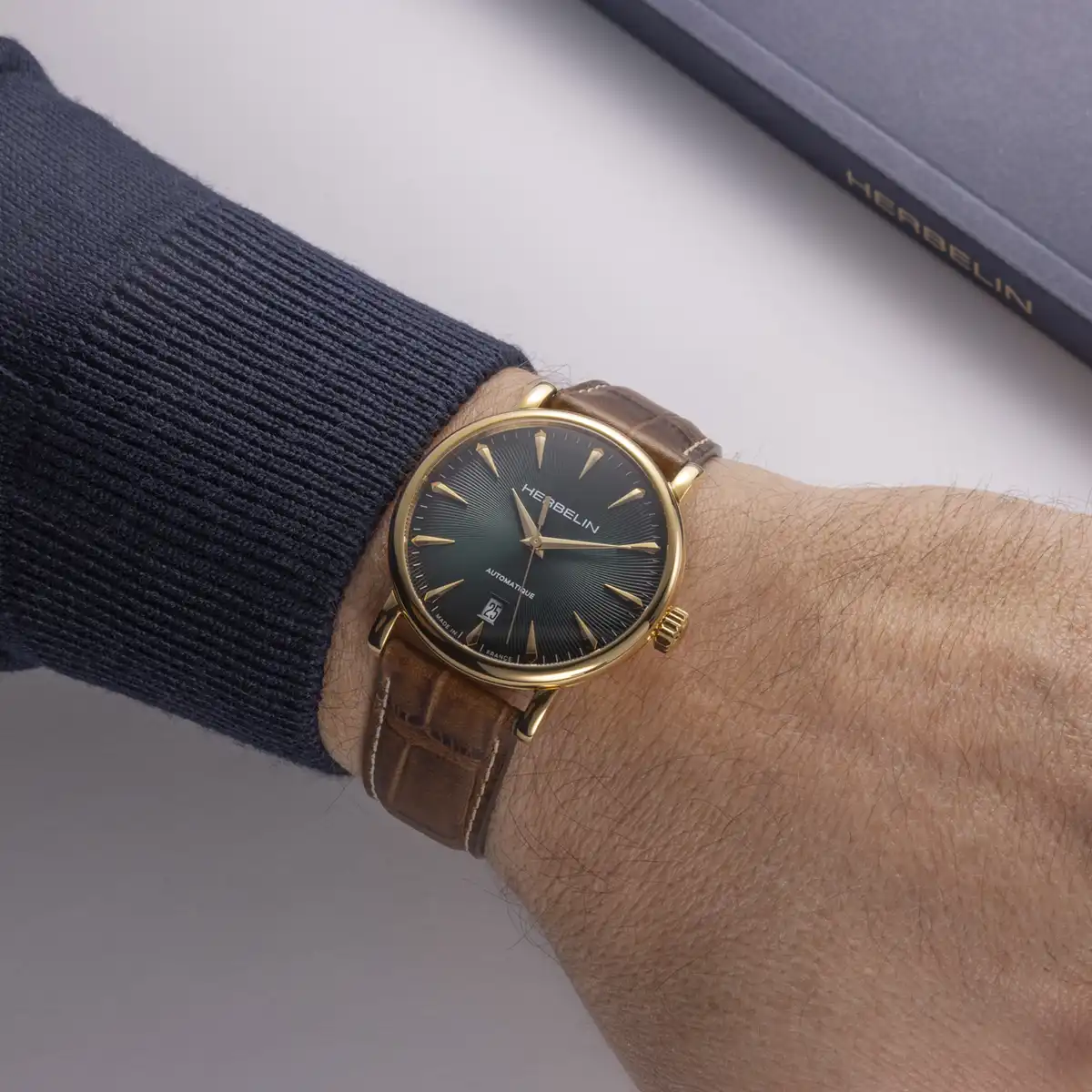 INSPIRATION – AUTOMATIQUE – PVD OR & CUIR BRUN