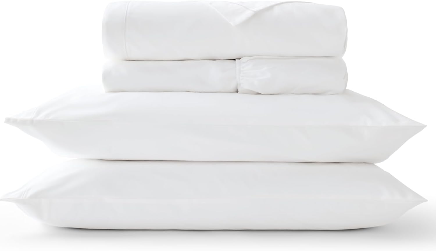 Christy Premium Sateen California King Sheets Set | Bedding Bundle | 100% Cotton | 500 Thread Count | Timeless Design | Super Soft and Silky Finish | White