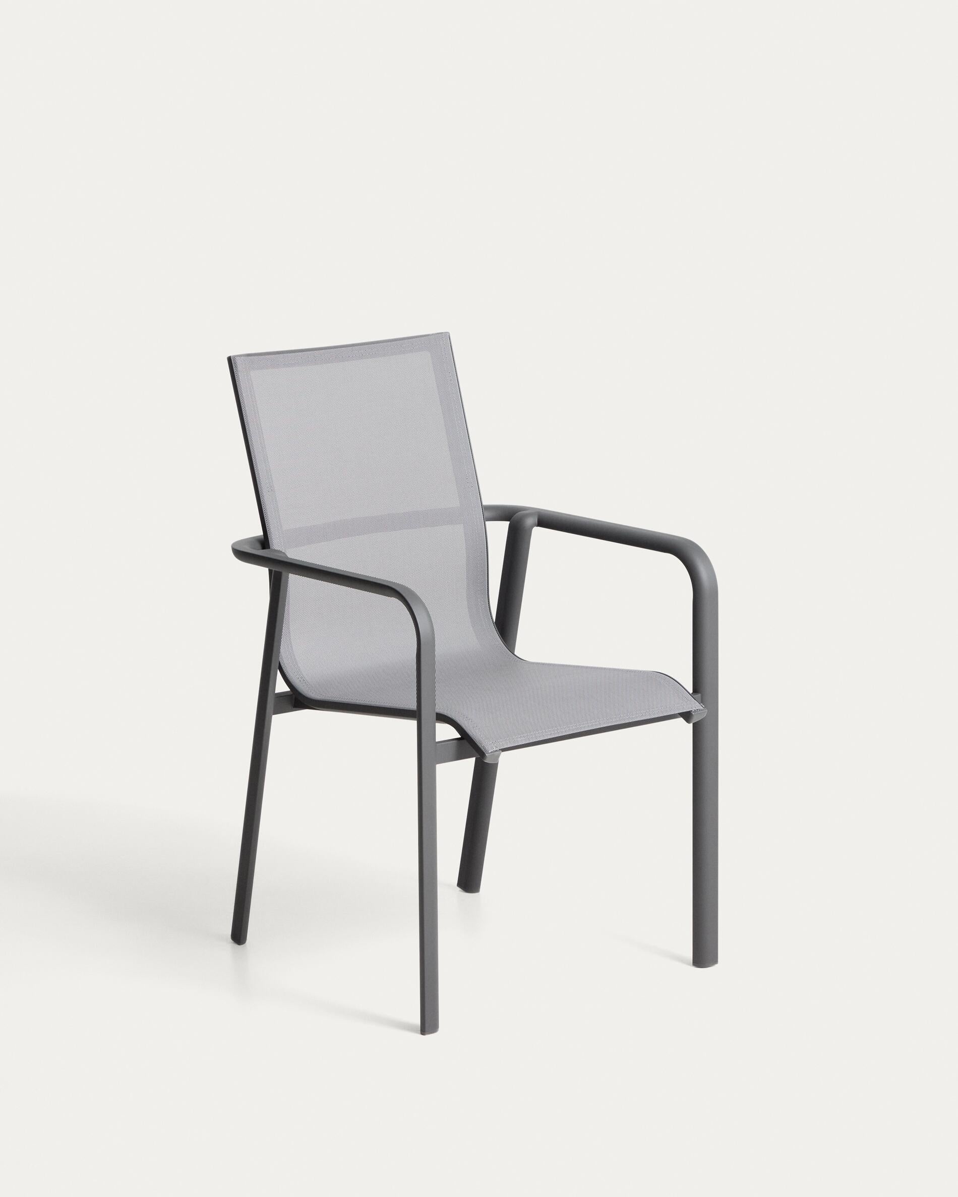 Canea stackable outdoor chair in grey texteline and graphite aluminium