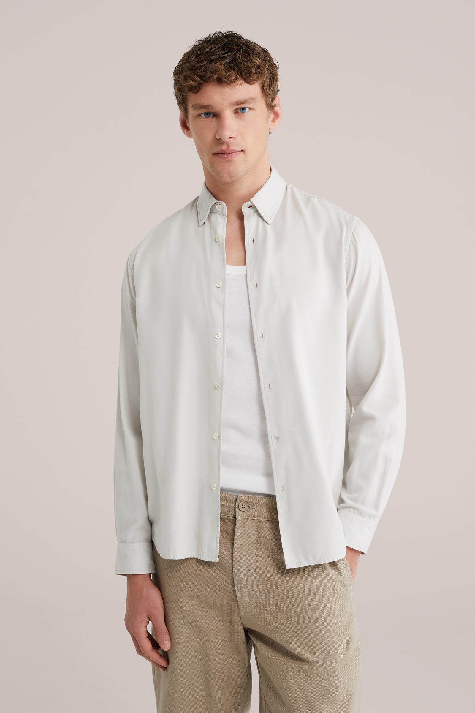 Heren regular fit overhemd van modalmix