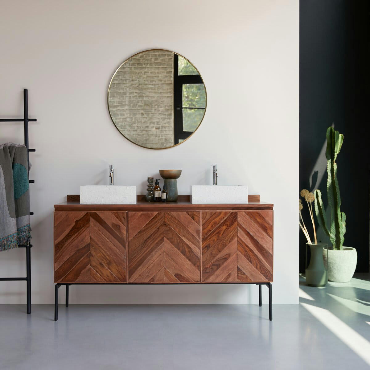 ISMAËL - Meuble sous vasque en palissandre 155 cm