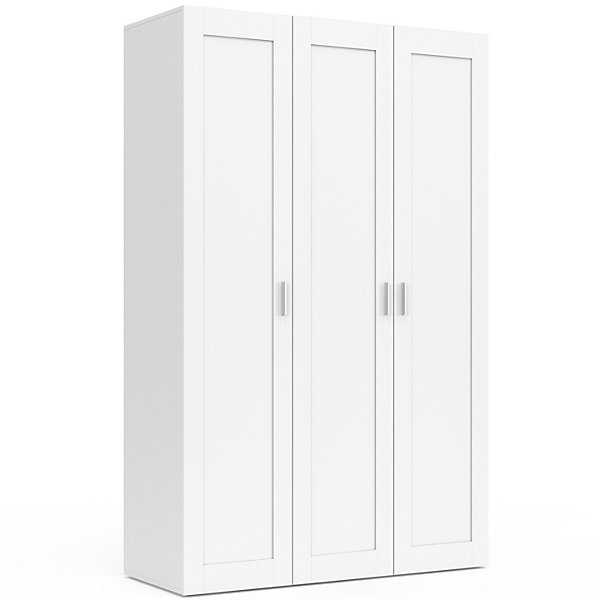 Armoire 3 portes VITO blanc penderie 120 cm avec étagères