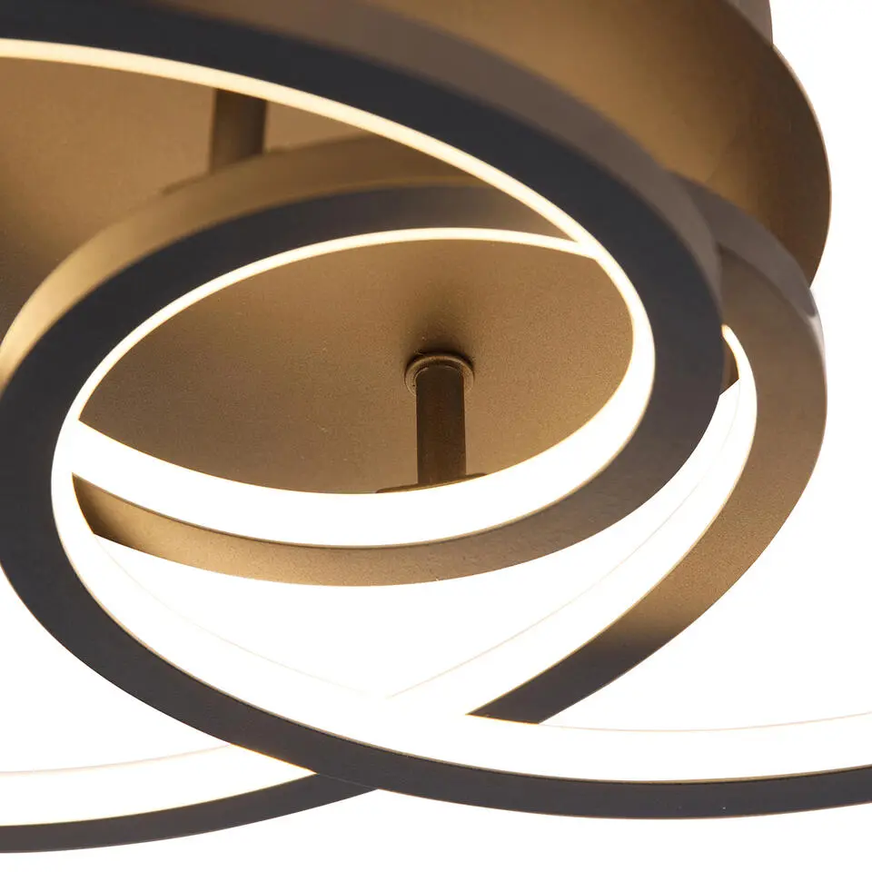 Qazqa plafondlamp rowin zwart ge?ntegreerde led