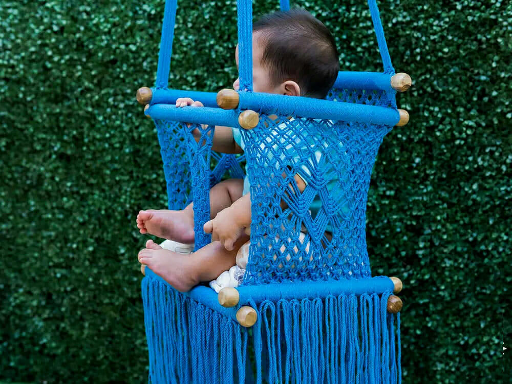 - Hamac bébé macramé Bleu