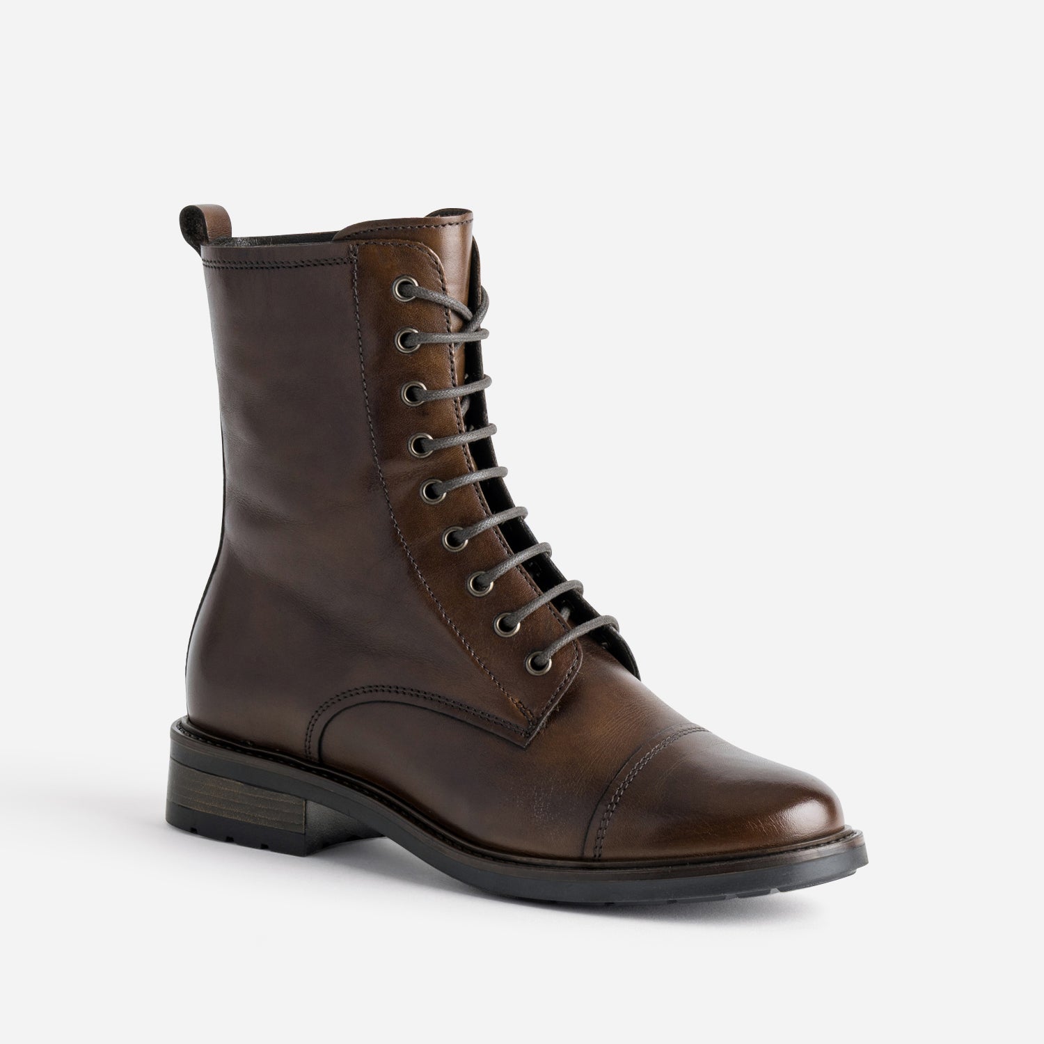 Bottine marron cuir bout droit