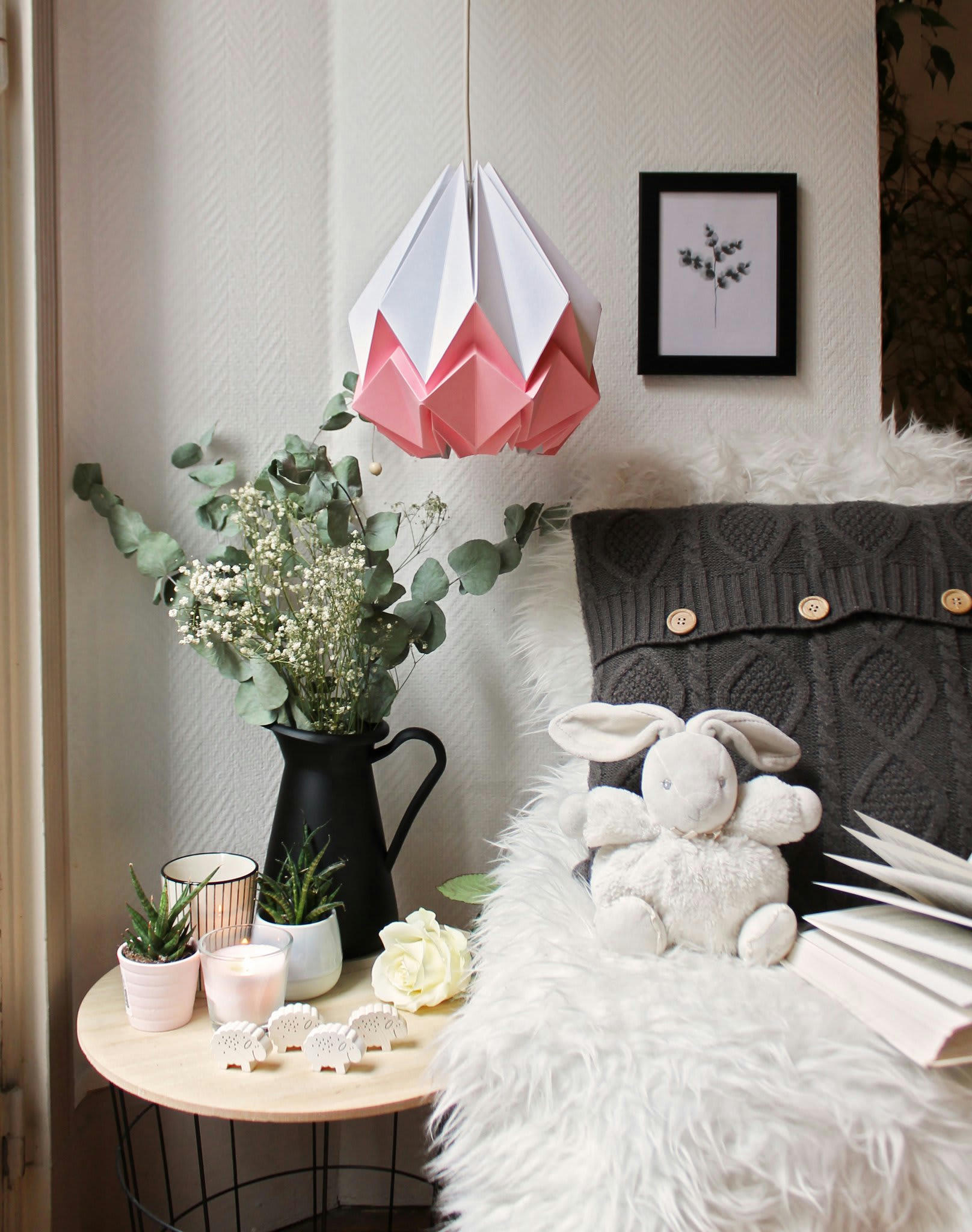 HANAHI - Suspension origami bicolore en papier taille M