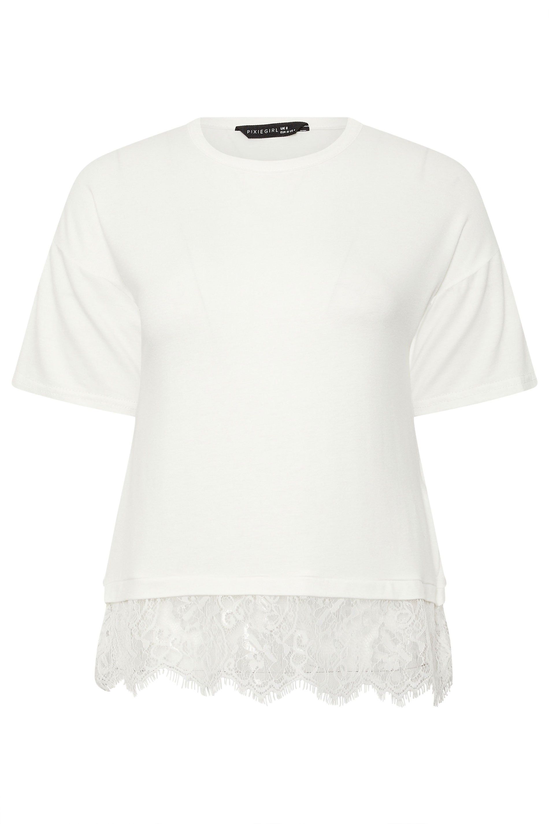 M&Co Petite Lace Hem T Shirt