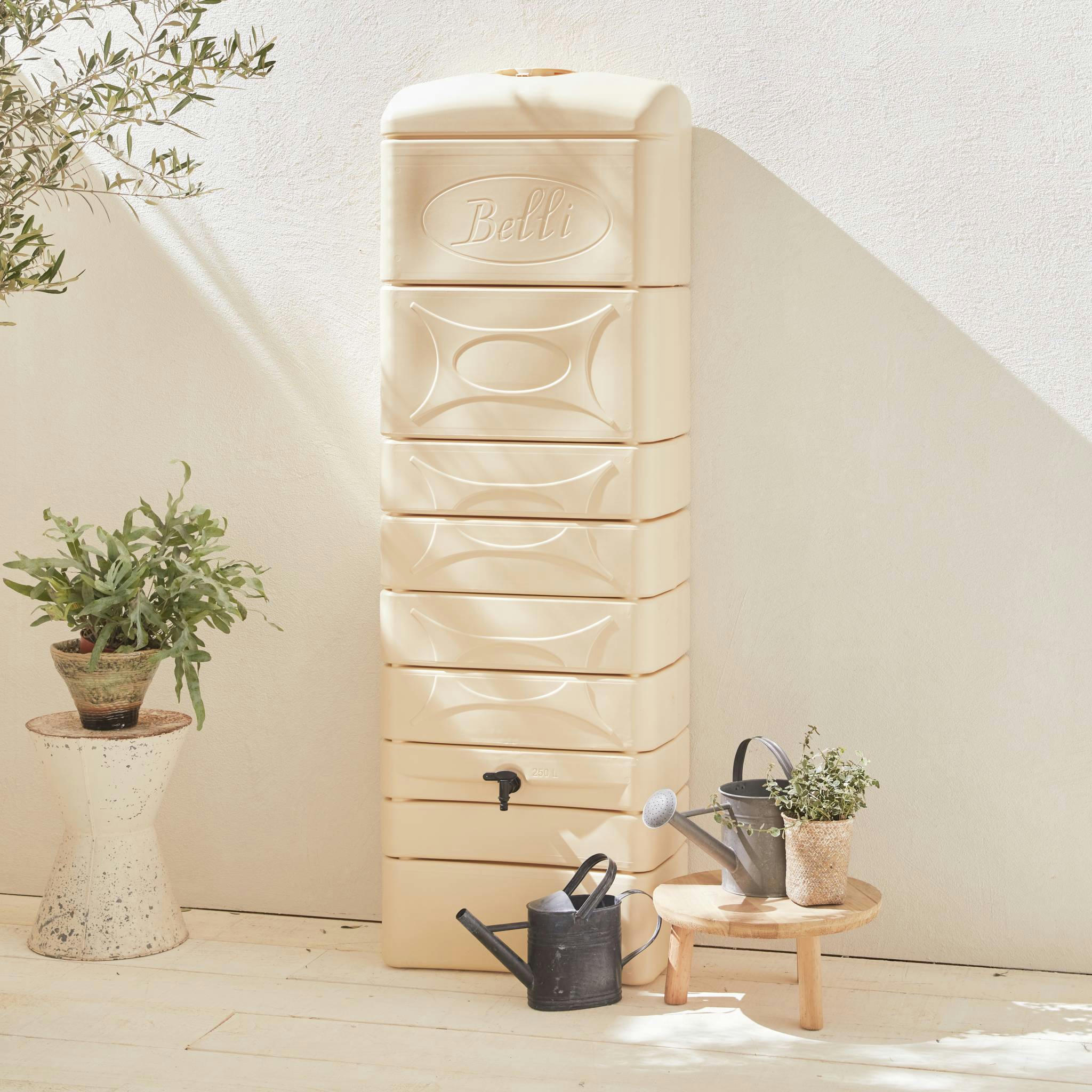 CHASTANG - Récupérateur d'eau mural chastang 300l beige avec kit raccord chéneau
