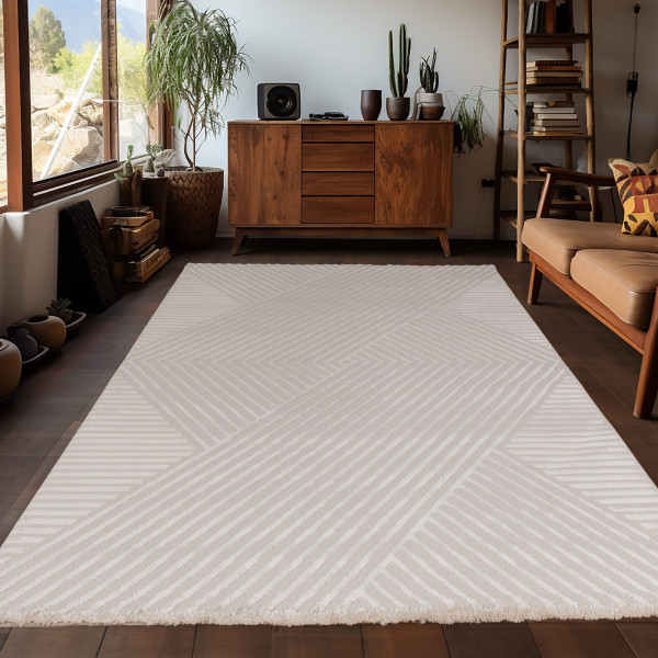 Dywan nowoczesny 3D Sahara wstęga beżowy 80 cm x 150 cm