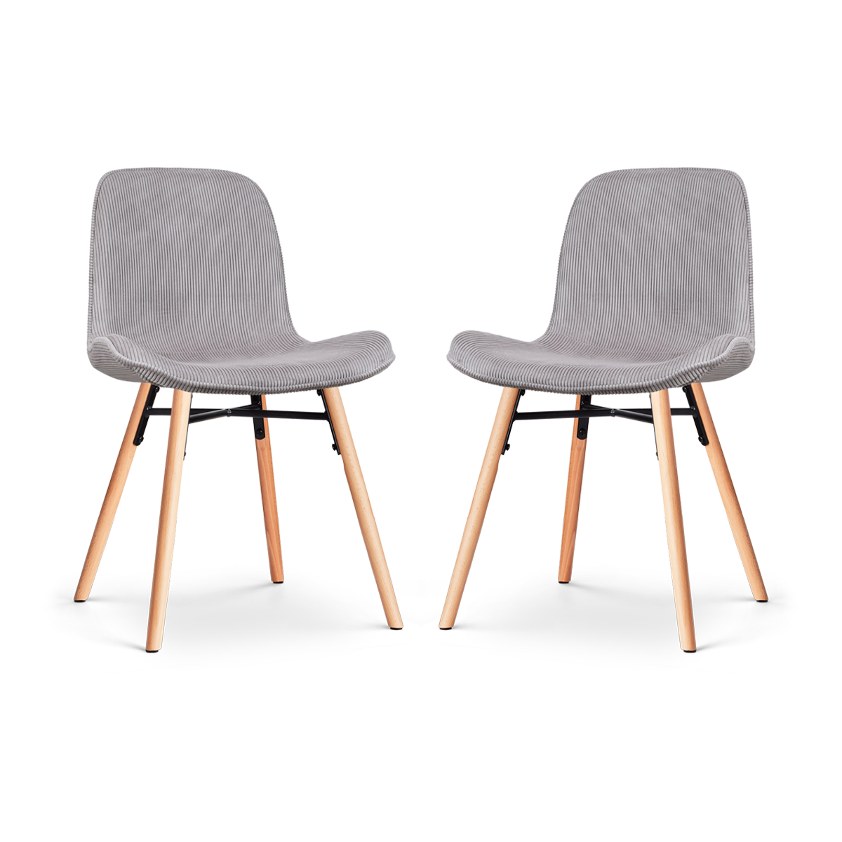 Nolon Nena-Fé Eetkamerstoelen Set van 2 - Ribstof Warm Grijs - Hout