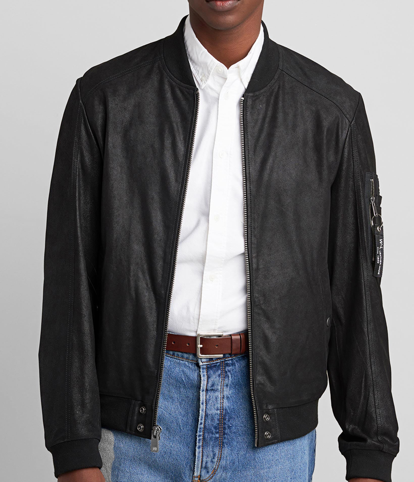 James Genuine Leather Bomber Jacket