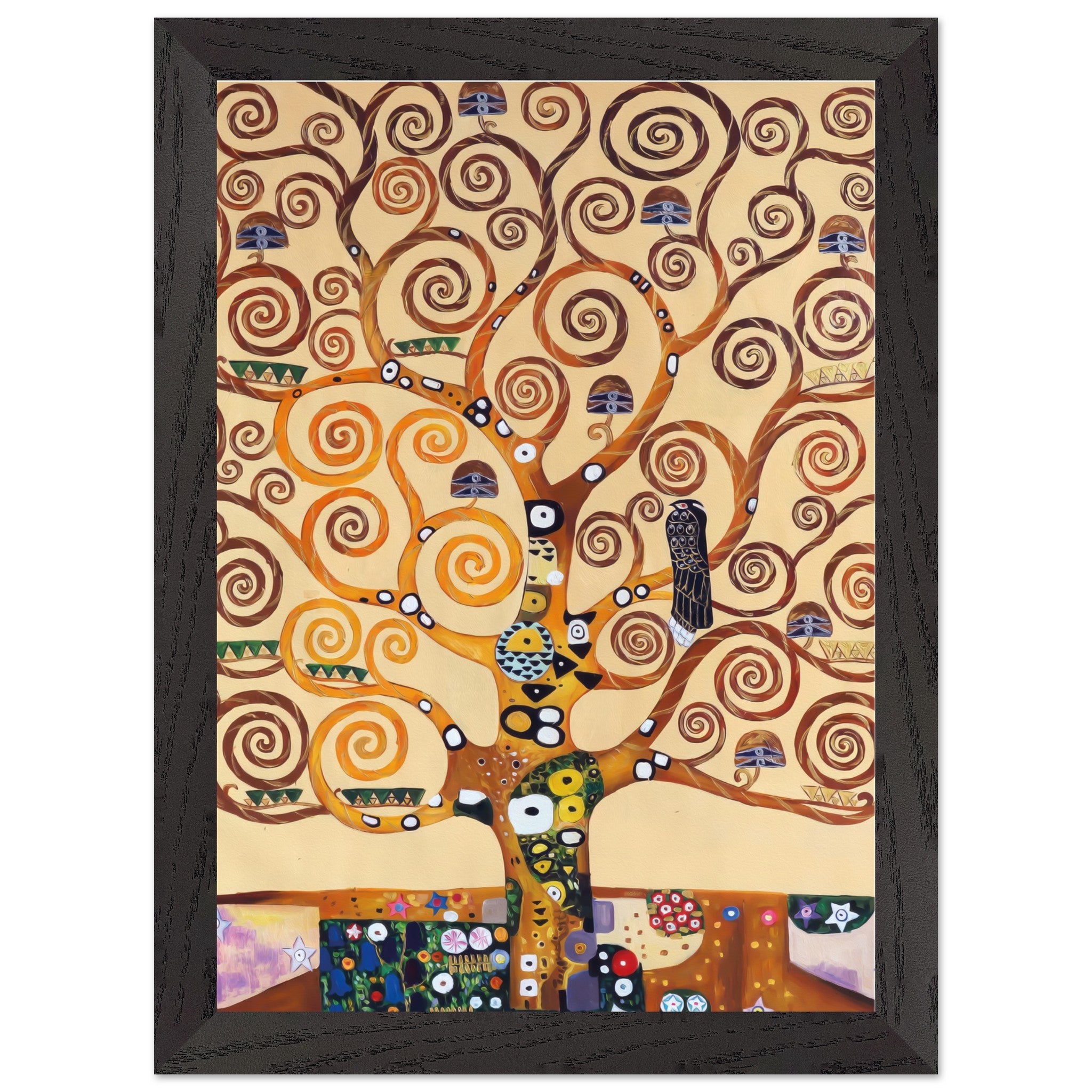 Artfulprints Poster met Lijst Gustav Klimt - Tree of life  - A4 21x29.7 cm - Geel
