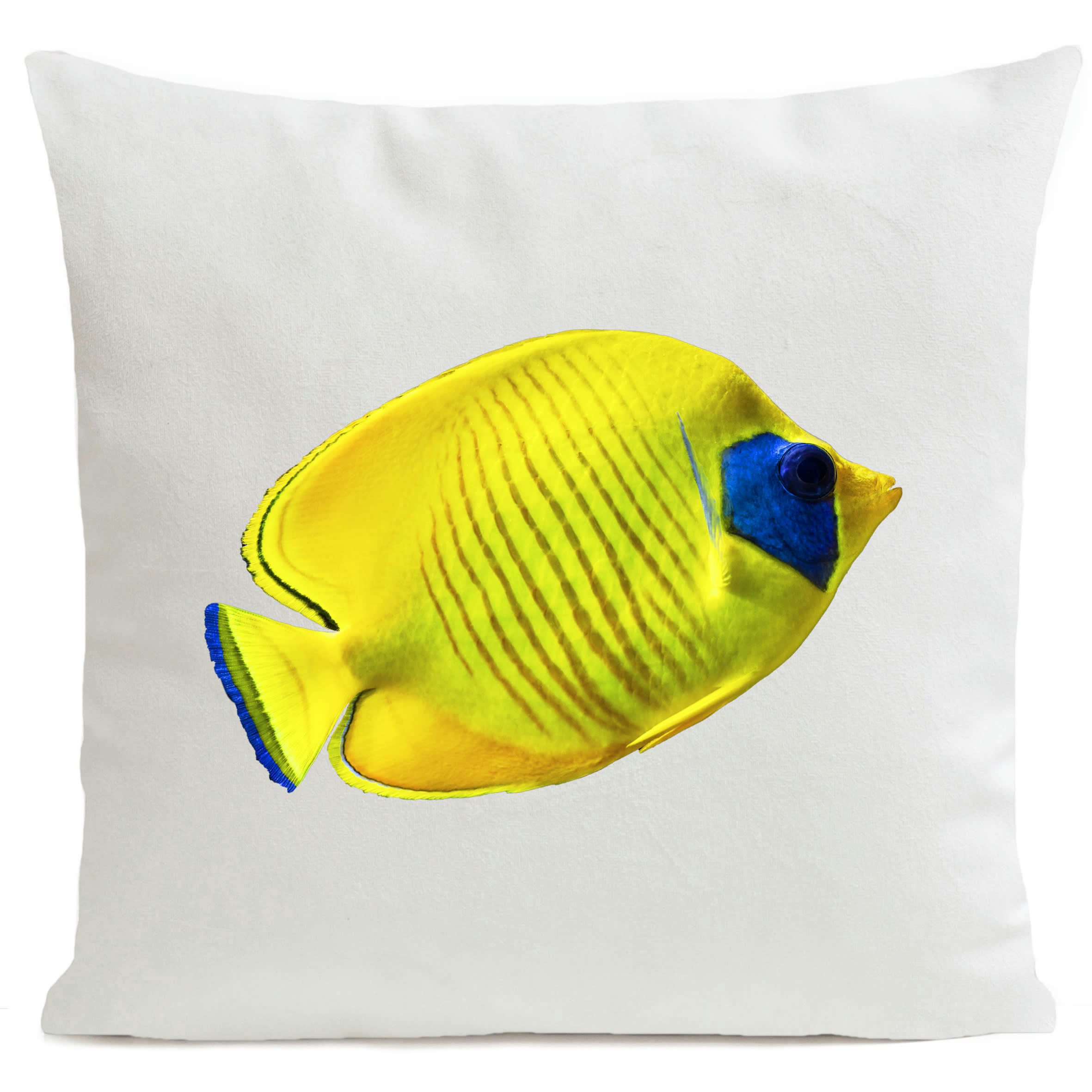 - Coussin poisson bord de mer suédine blanc 40x40cm
