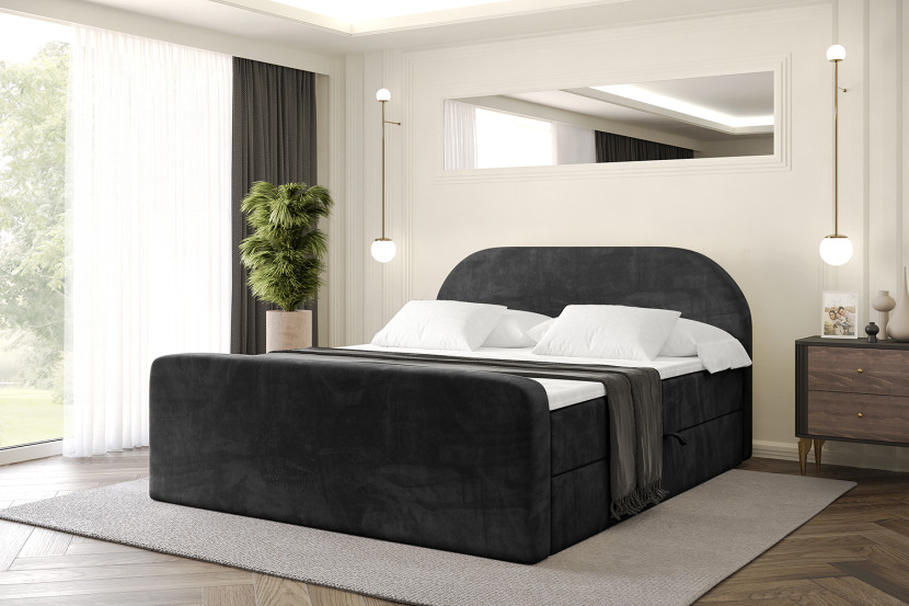 Łóżko kontynentalne z pojemnikiem i materacem H3 - NOX-Z - 120x200 cm