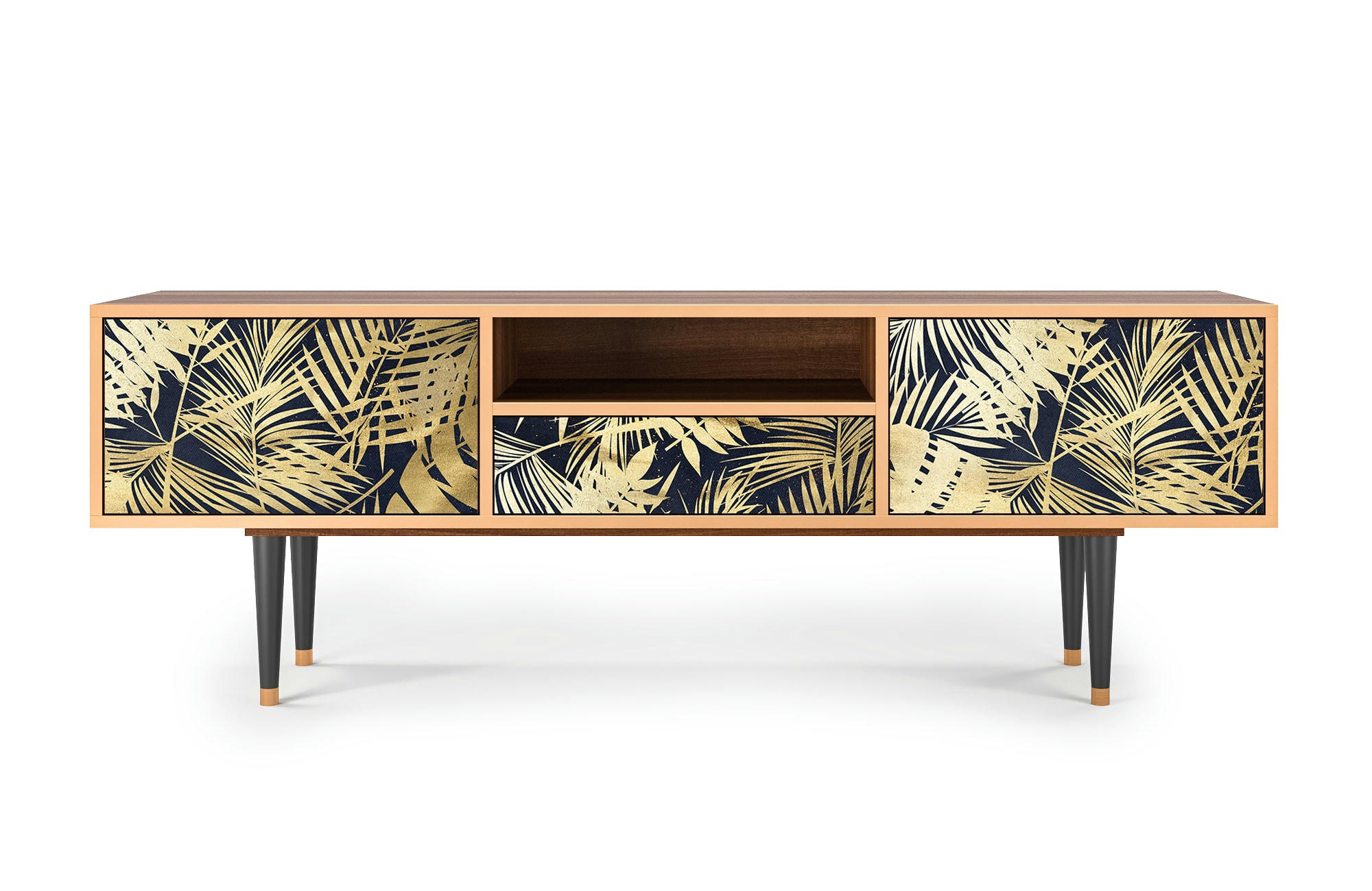 JUNGLE VIBES - Meuble TV  bleu et jaune 1 tiroir et 2 portes L 170 cm