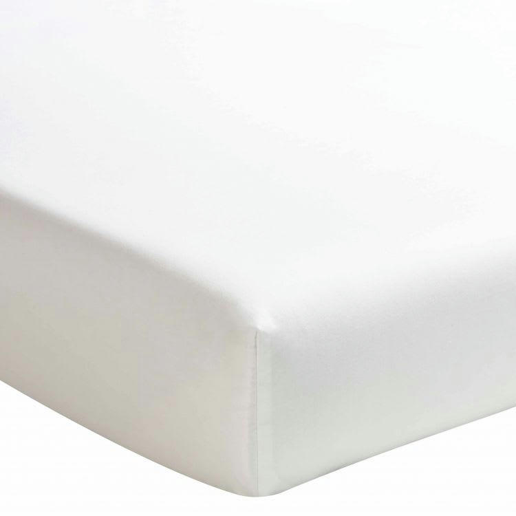 ROYAL LINE - Drap housse uni en percale de coton meringue 140x190