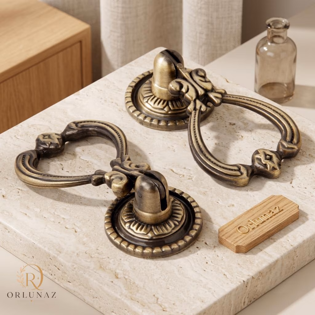 Vintage Zinc Alloy Cabinet Drop Pull Handles Set of 2, Antique Dresser Drawer Knobs, Closet Cupboard Furniture Hardware 60mm