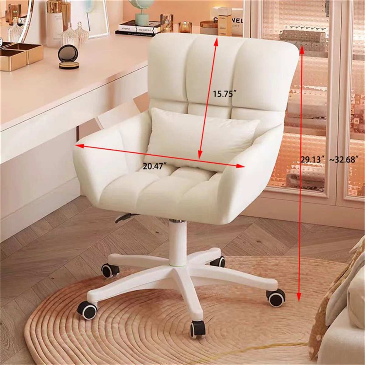 Upholstered Task Chair,Home Office Desk Chair with pillow,360°Swivel