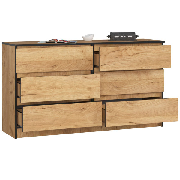 Komoda AKORD K140 Dąb Craft 138cm Dąb Craft mat 138x40x77cm
