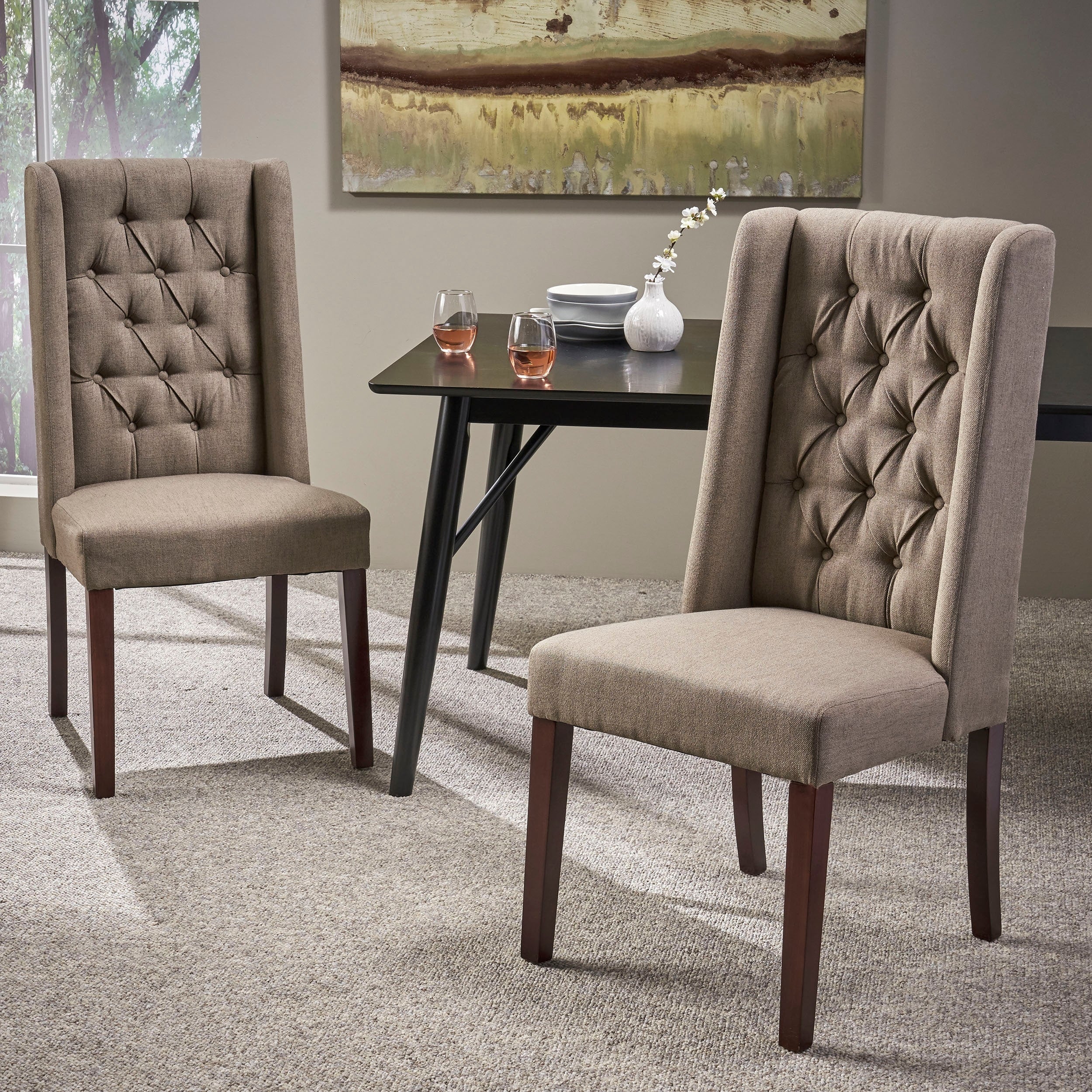 Blount Wooden Dining Chair with Fabric Cushions (Set of 2) by Christopher Knight Home