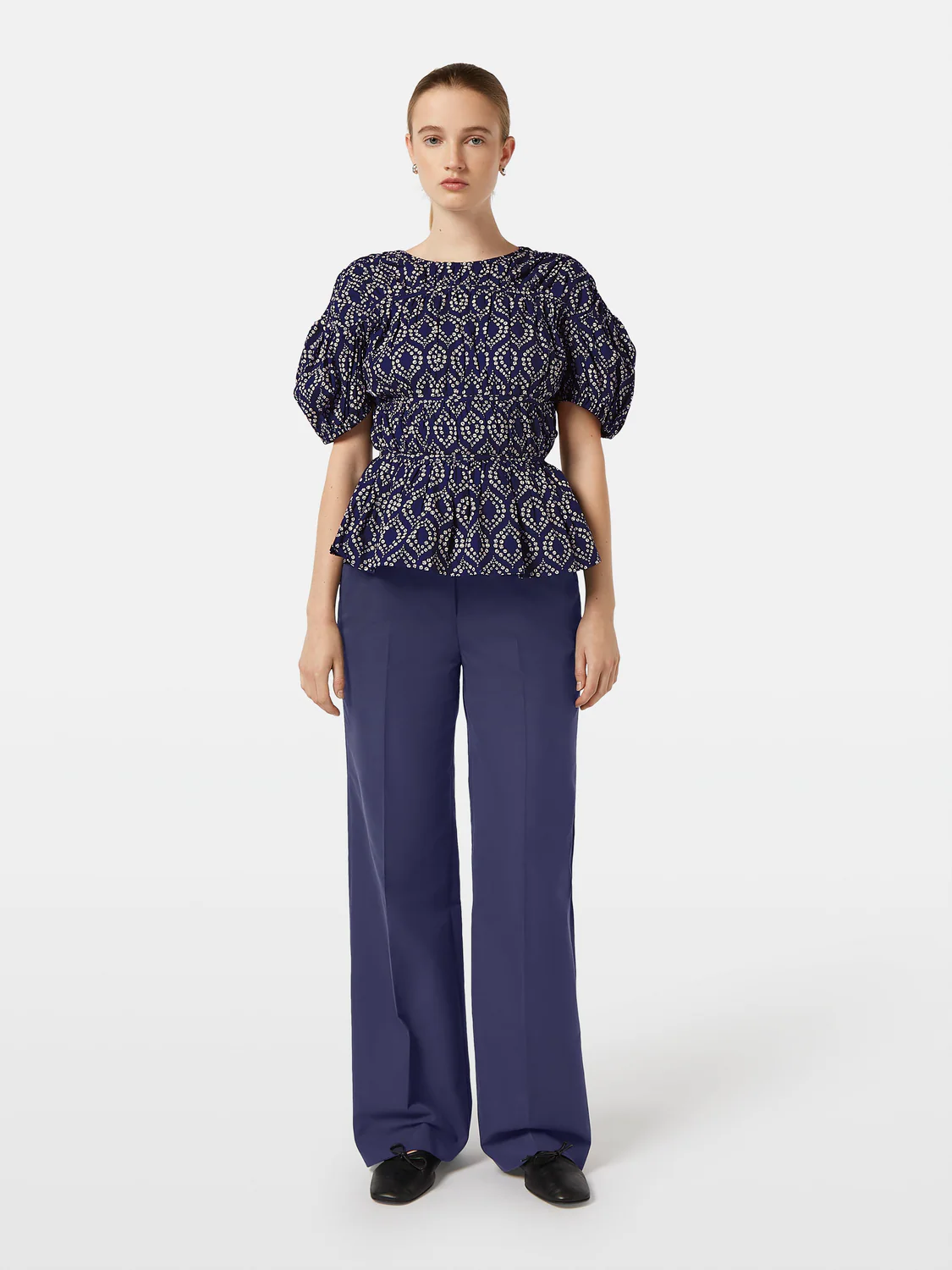 Geometric Gathered Cotton Top