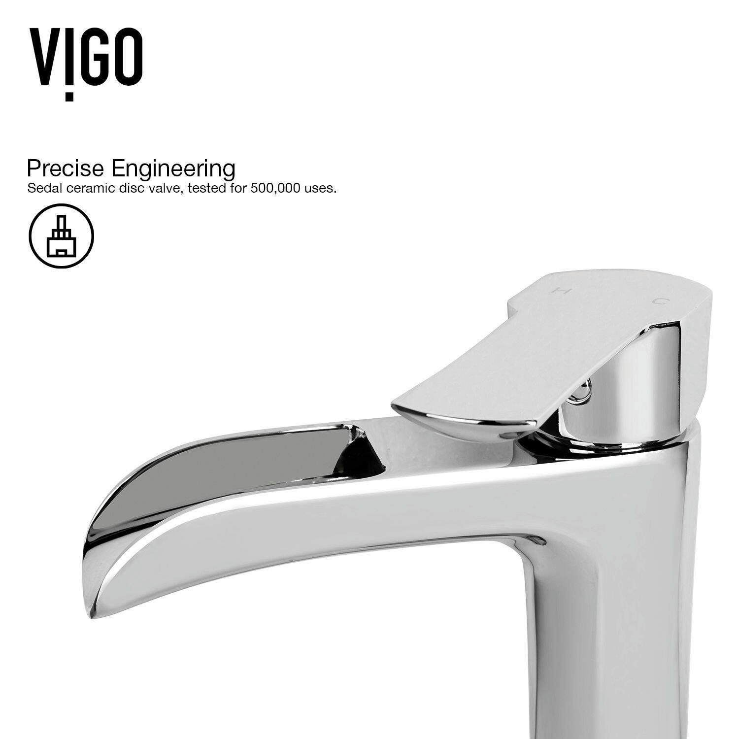 VIGO Niko Single Handle Vessel Sink Bathroom Faucet with Deck Plate, Chrome