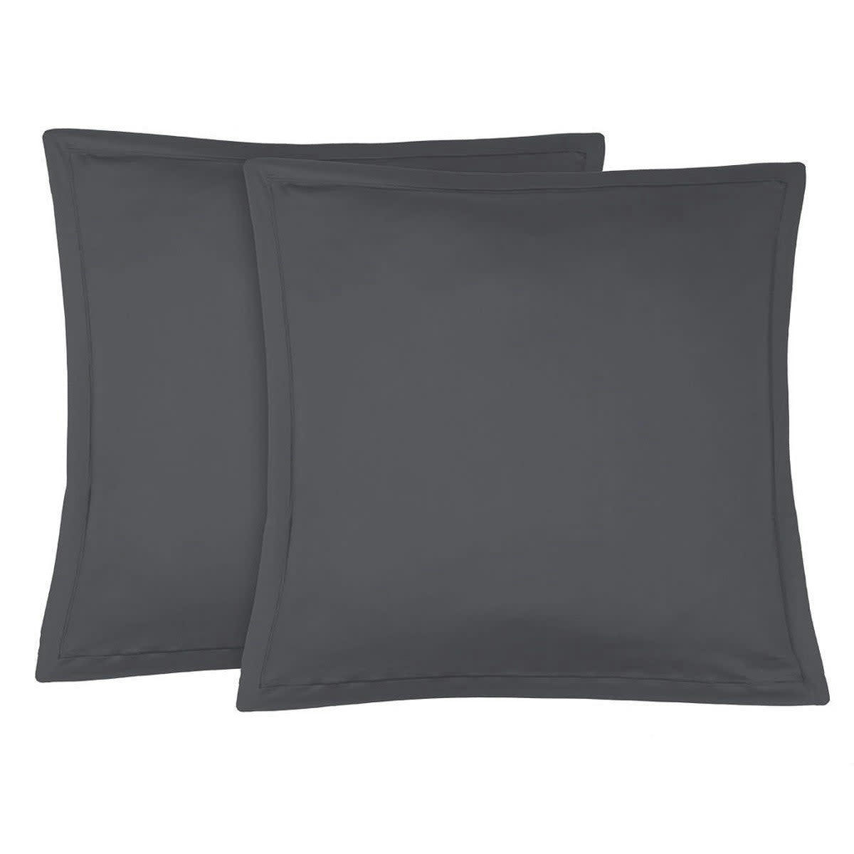 JULIA - Taie d'oreiller (x2) satin de coton  65x65 gris ardoise