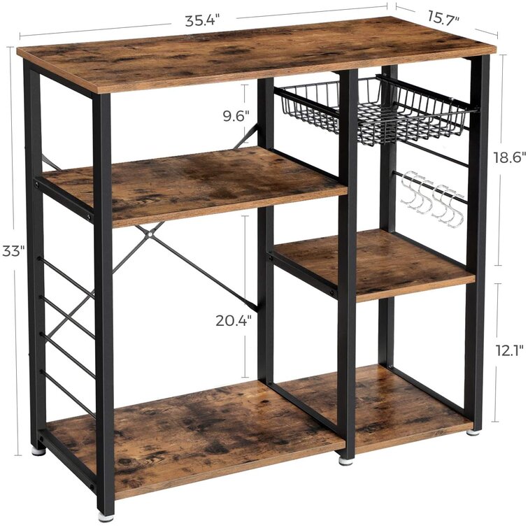 Irvine 35.4'' Steel Standard Baker's Rack with Microwave Compatibility