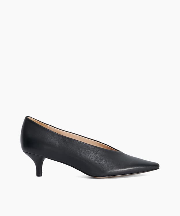 Aris Black - Leather Kitten Heel Court Shoes
