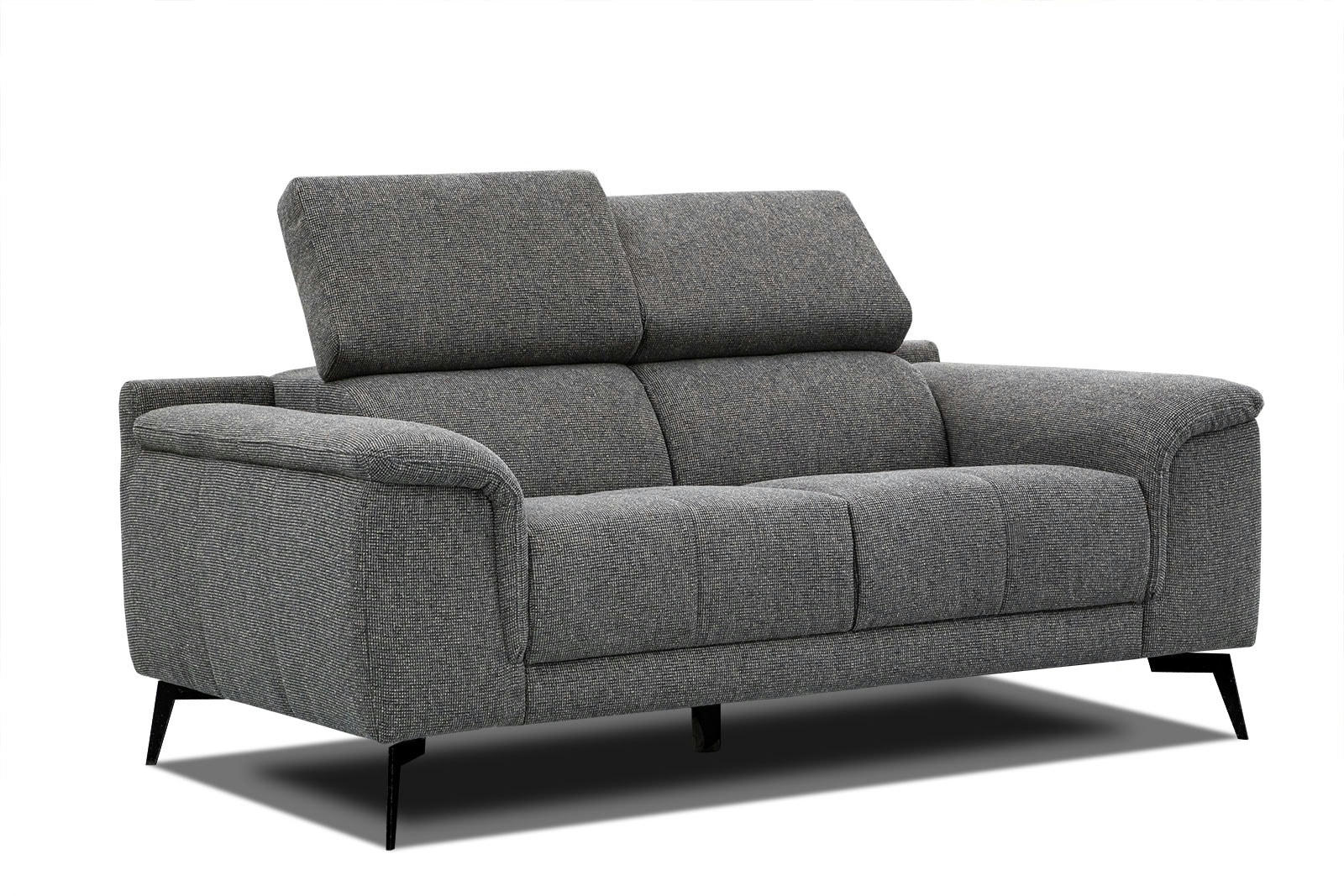 FIERO - Canapé droit 2 places tissu gris foncé