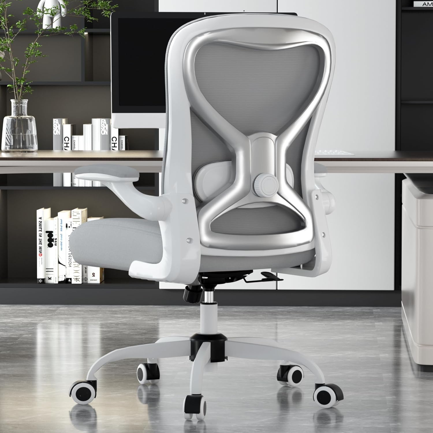 Office Desk Chair with Ergonomic Lumbar Support, Extra-Thick Seat Cushion, Flip-up Arms, Breathable Mesh Back, Computer Task Chair for Home Office