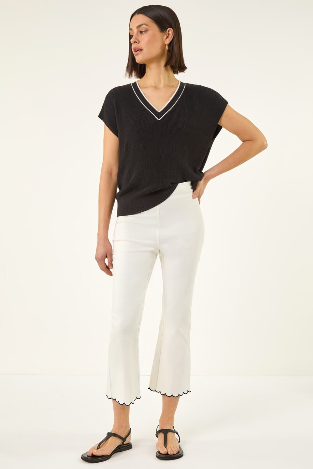 Roman Cropped Stretch Flared Trouser