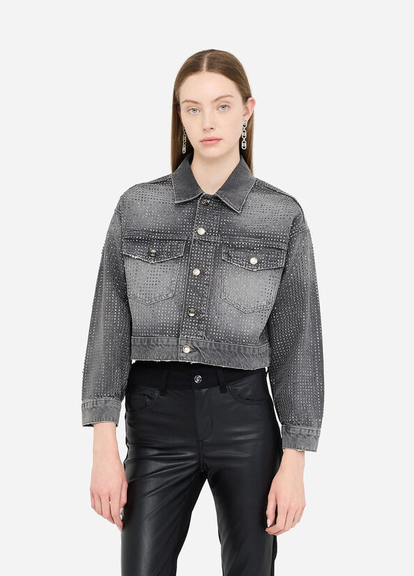 Giacca in denim con strass