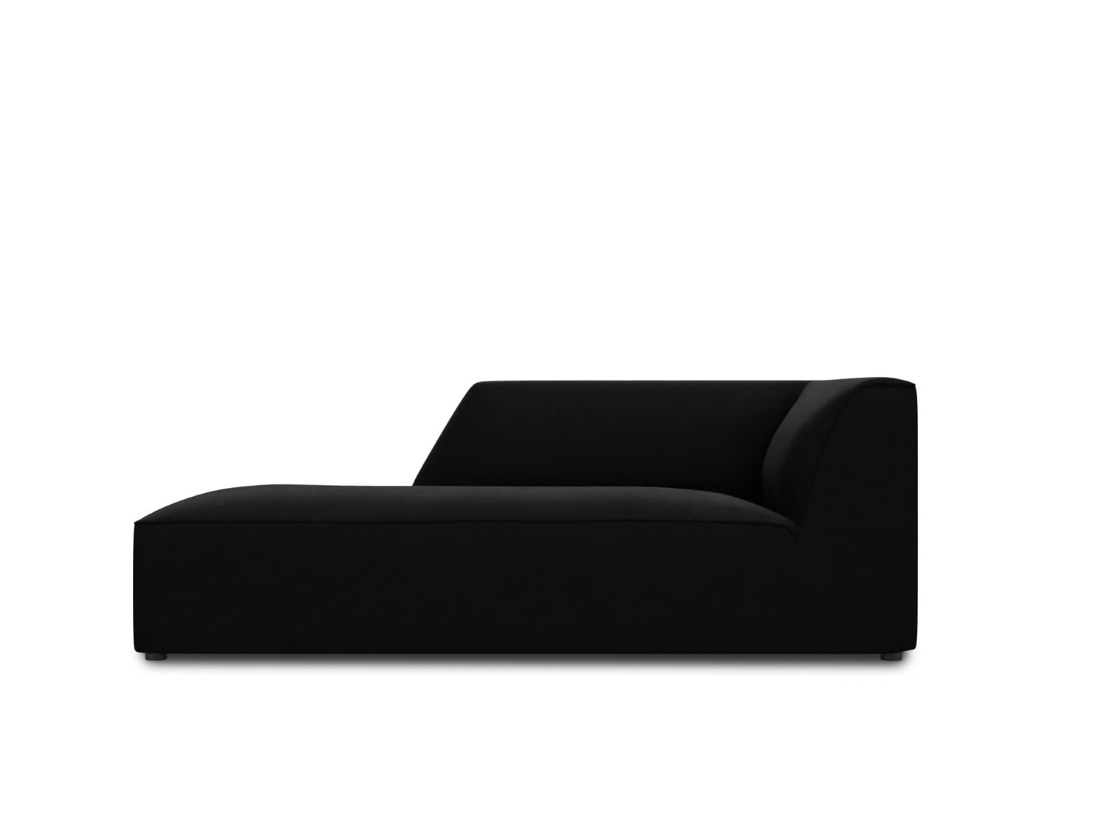 RUBY - Méridienne gauche 1 place en tissu velours noir