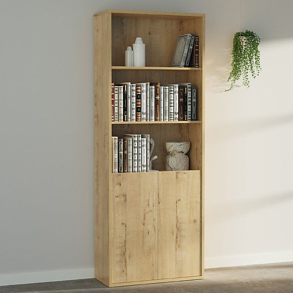 Bibliothèque, étagère de rangement coloris chêne doré - hauteur 196,50 x Longueur 75,50 x Profondeur 33 cm