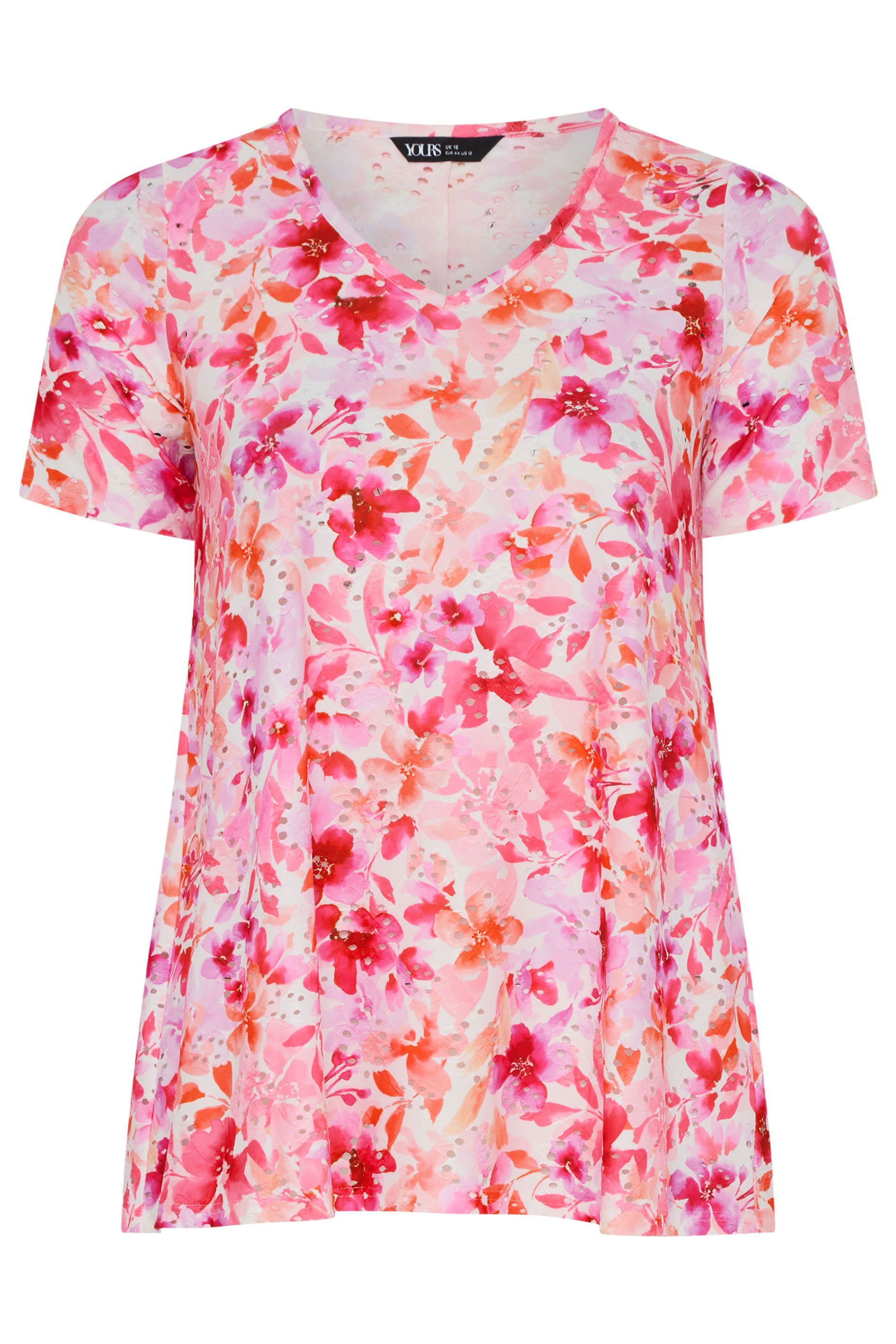 Yours Floral Broderie Anglaise Top