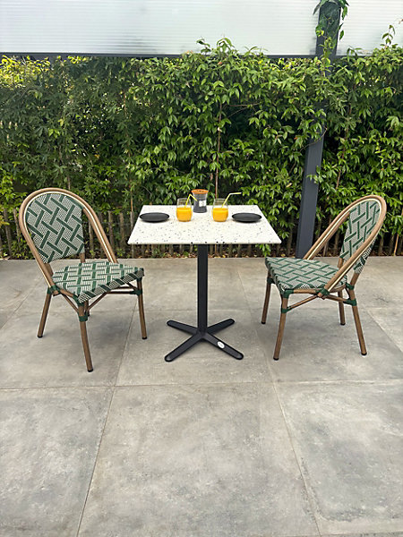 Ensemble repas de jardin 2 places en acier et plateau terrazzo - vert - BISTRO