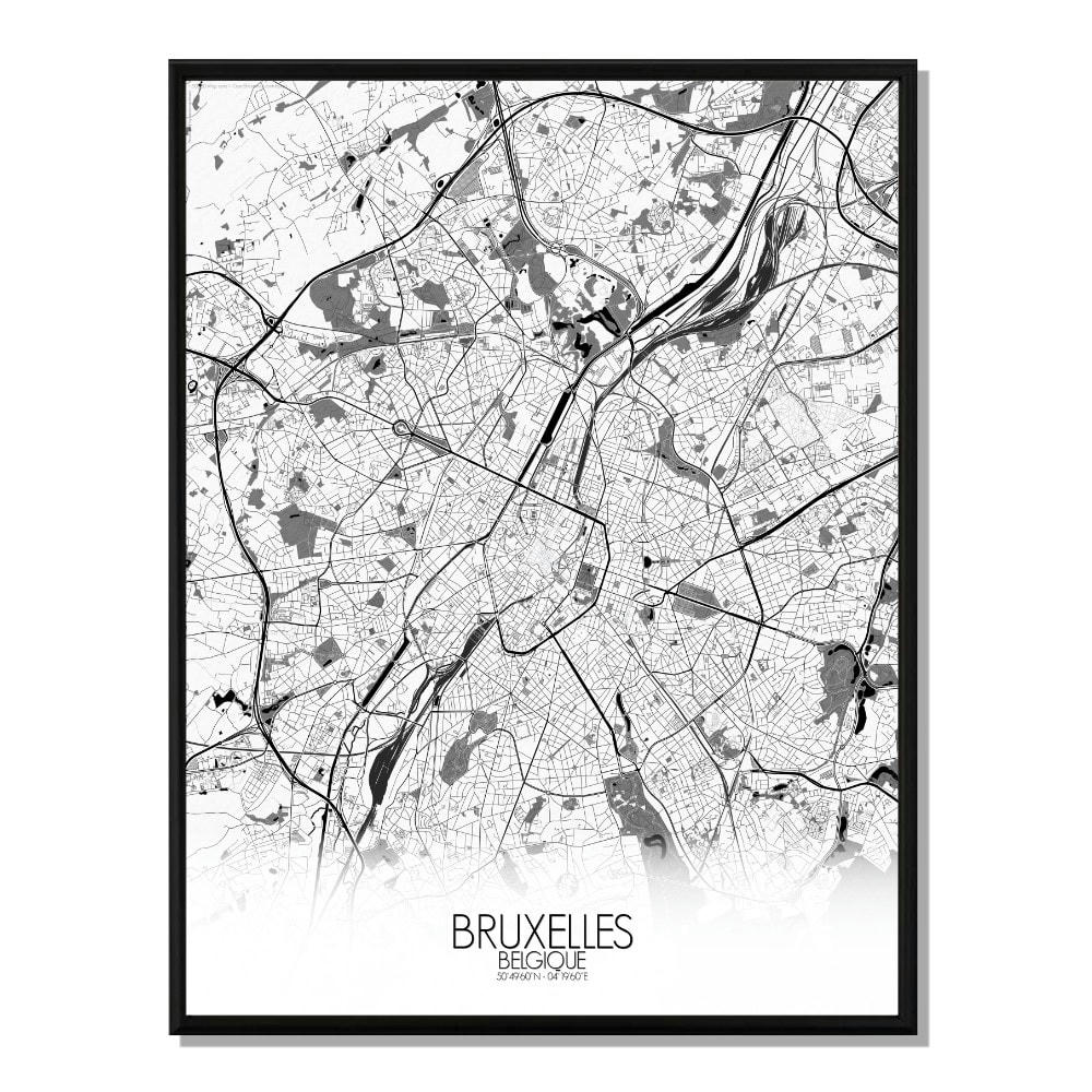 - Affiche Bruxelles Carte N&B 40x50