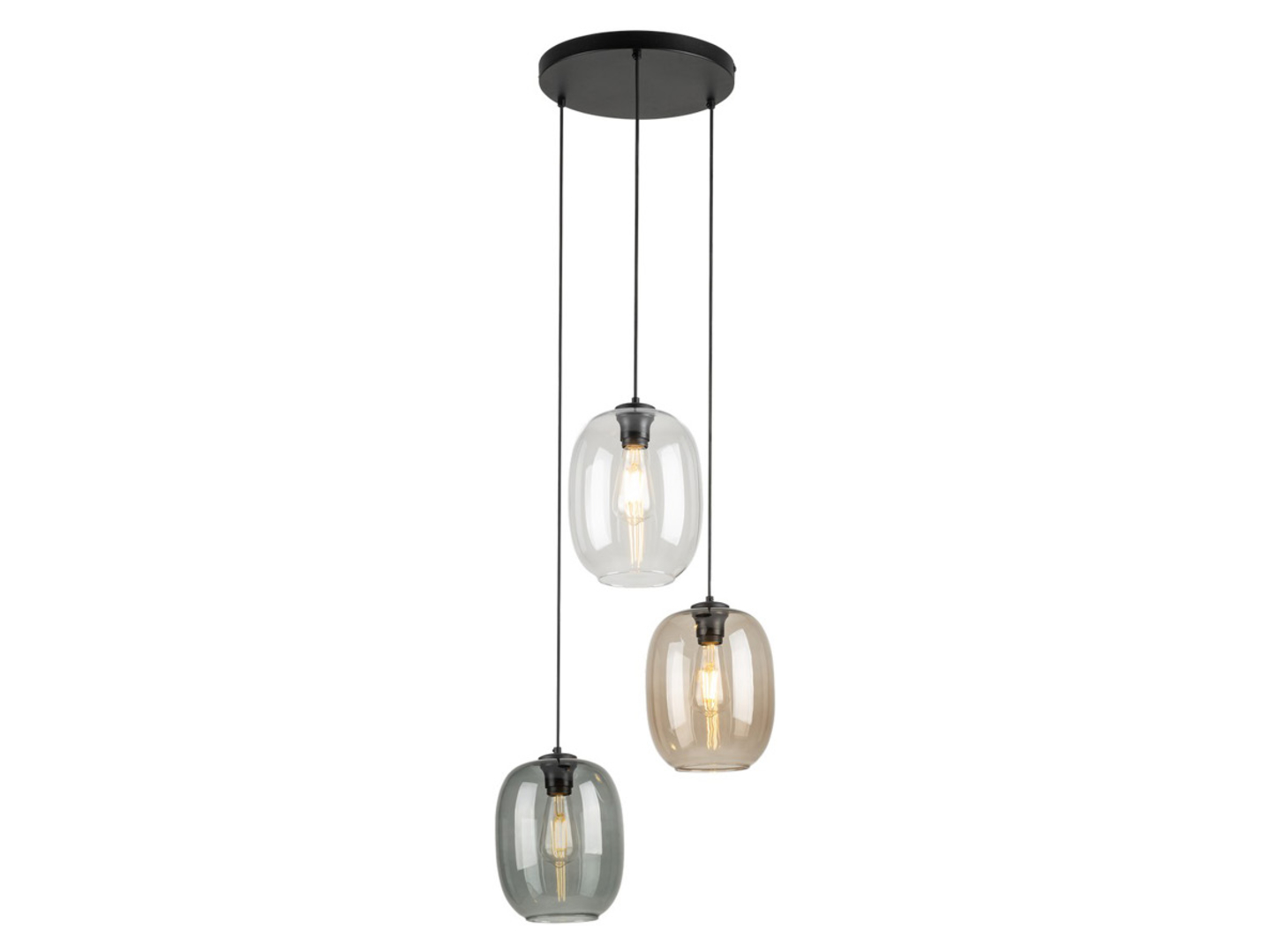 Lampa wisząca Elio 3-punktowa 110 cm szklana czarna