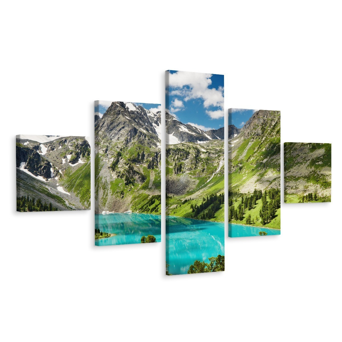 Obraz Wieloczęściowy GÓRY Las Jezioro Pejzaż 3D 150x90cm