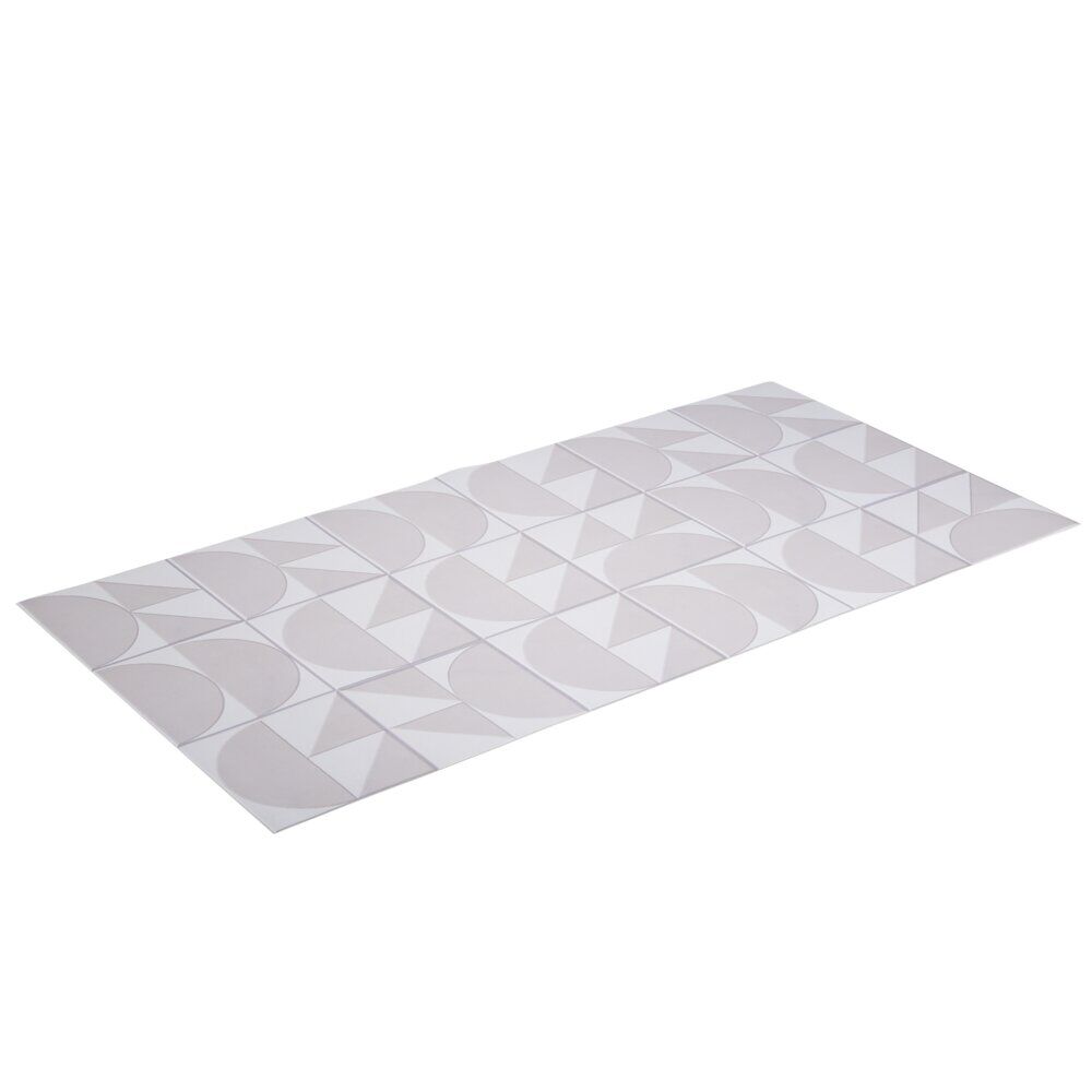 Tapis vinyle rectangulaire motif géométrique beige 50x100cm