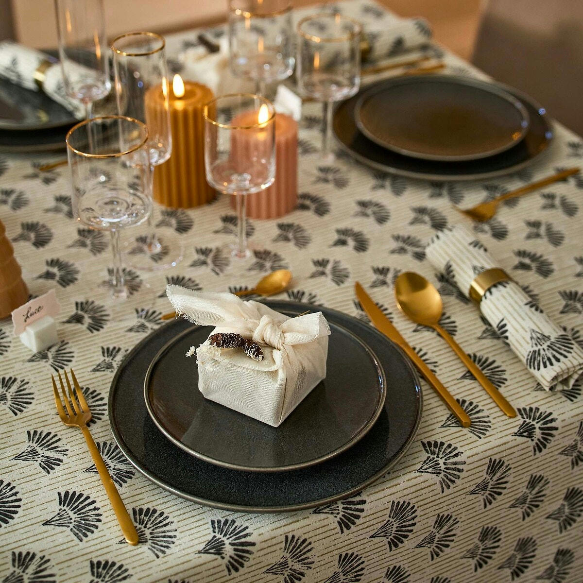 Lot de 4 serviettes de table polycoton, Odelia
