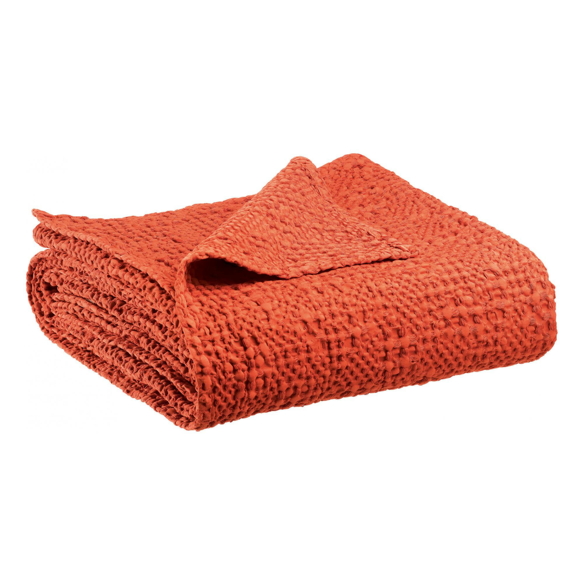 TANA - Jeté stonewashed  en coton rooibos 180 x 260