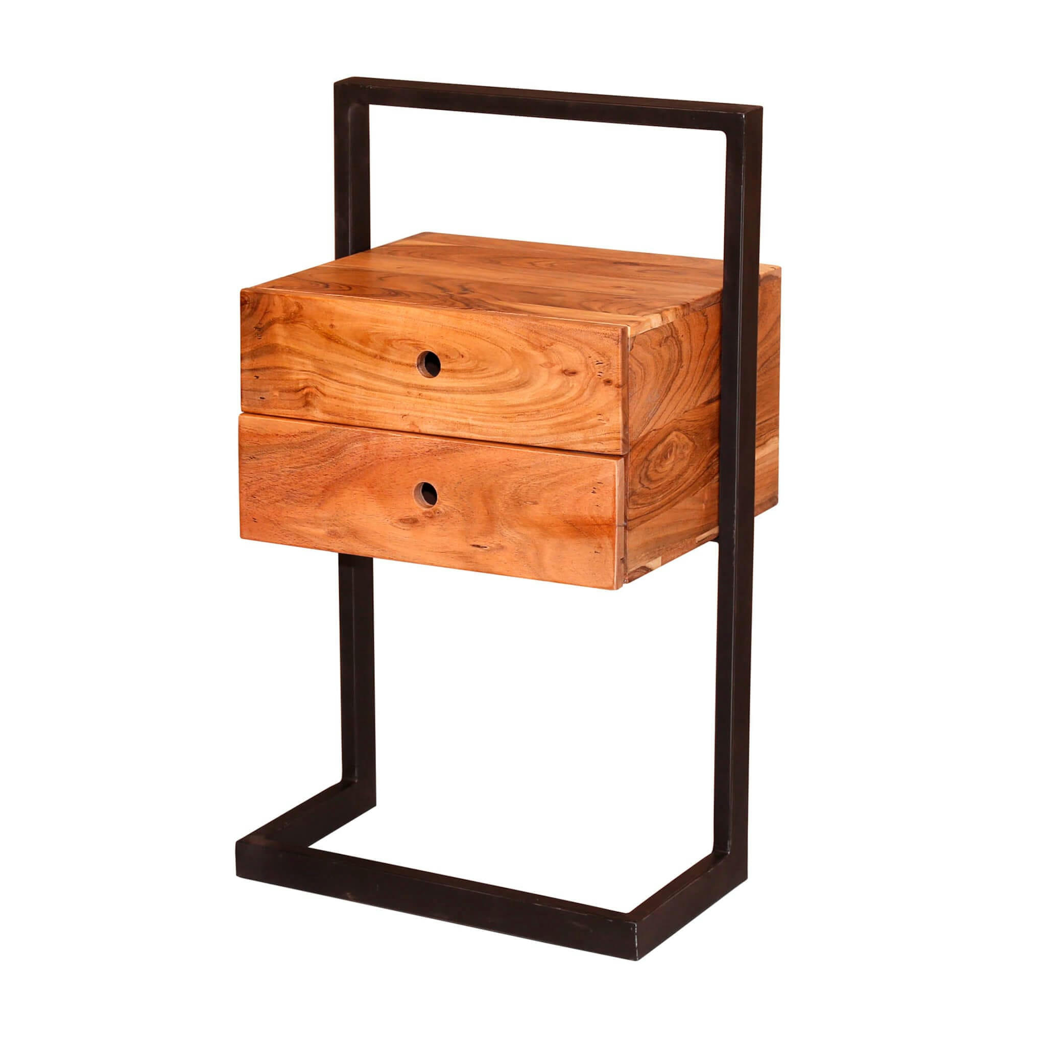 - Chevet 2 tiroirs bois naturel