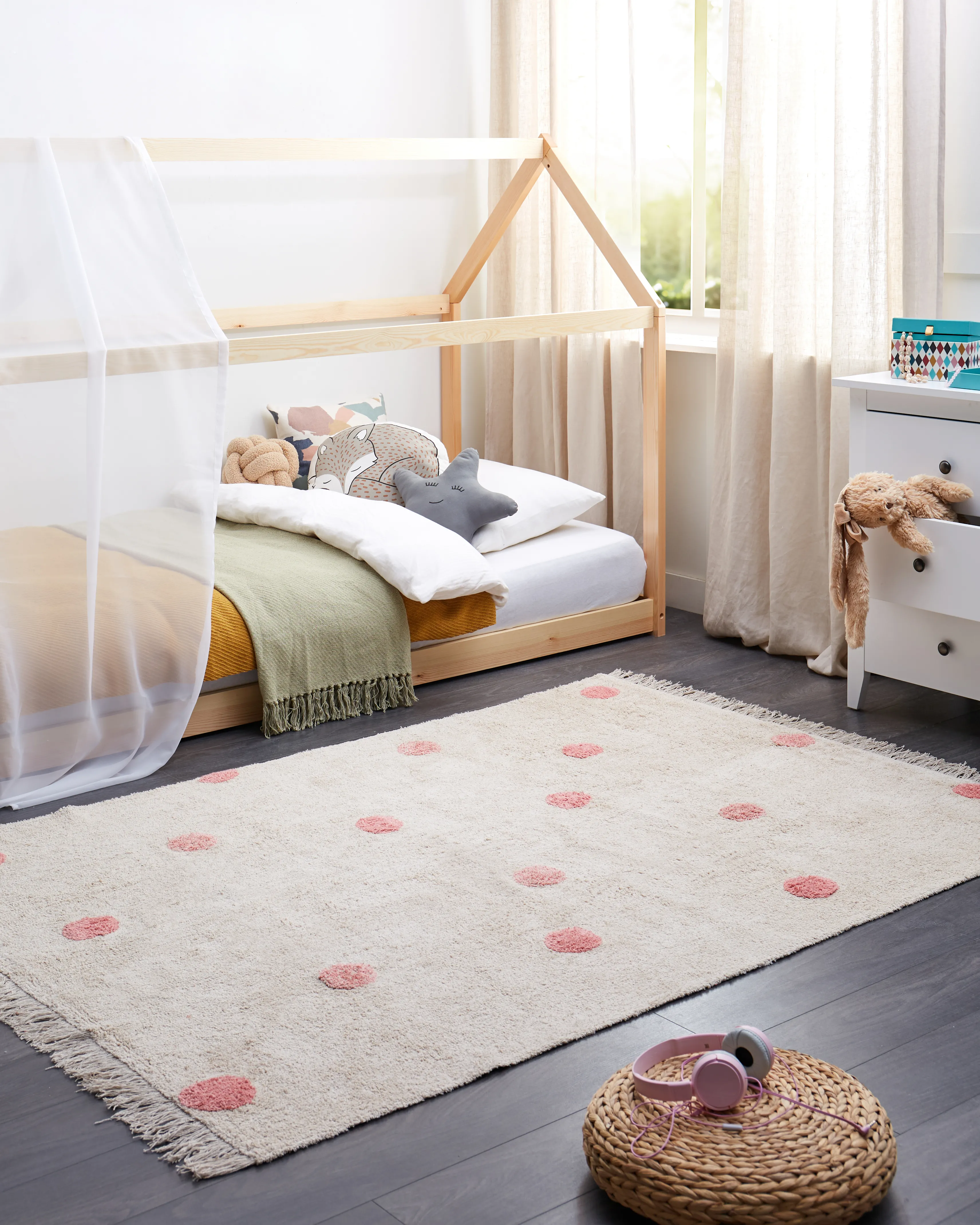Kids Rug DARDERE Pink 140 x 200 cm Cotton