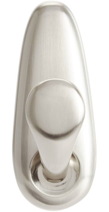 Command Large Decorative Metallic Hook with Adhesive Strips, Brushed Nickel, 5-lbs, 1 Strip per Pack
