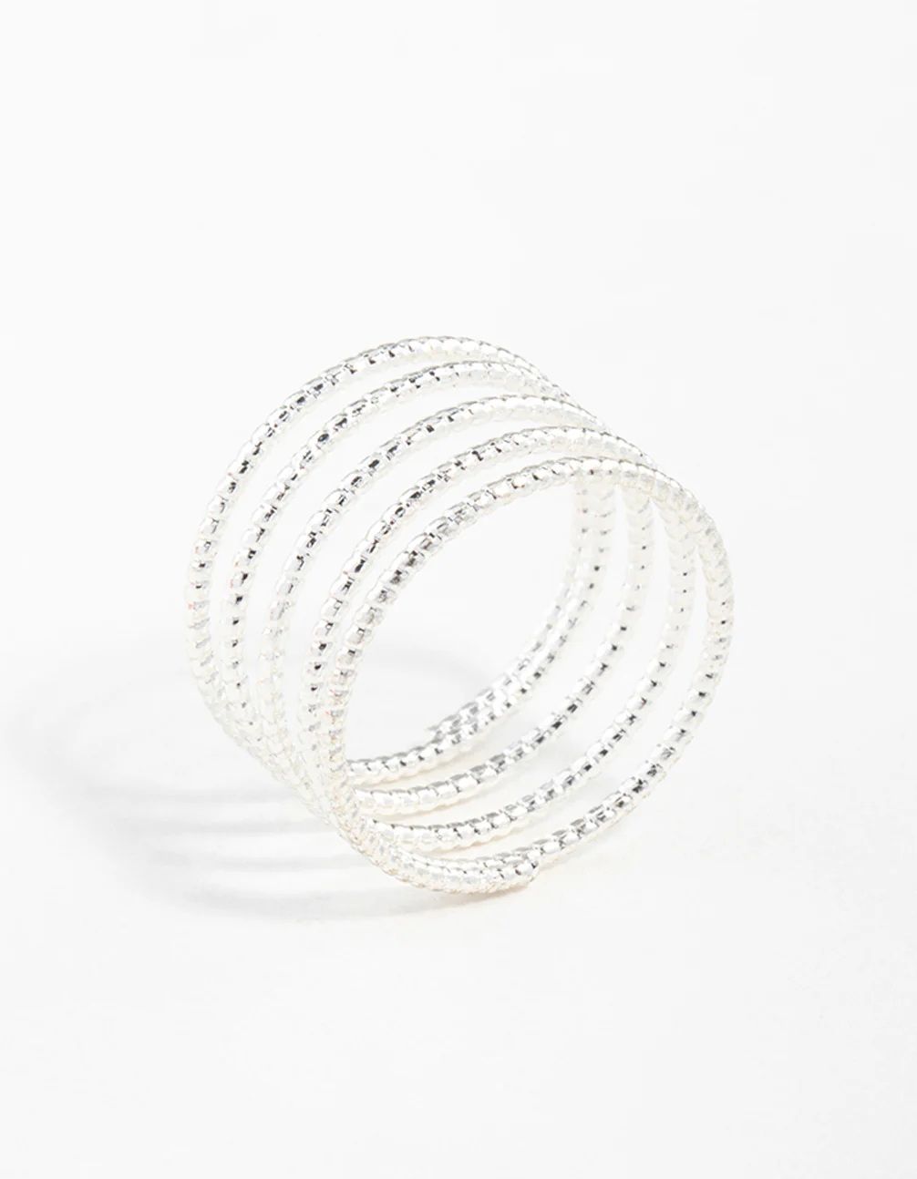 Silver Diamond Cut Spiral Ring