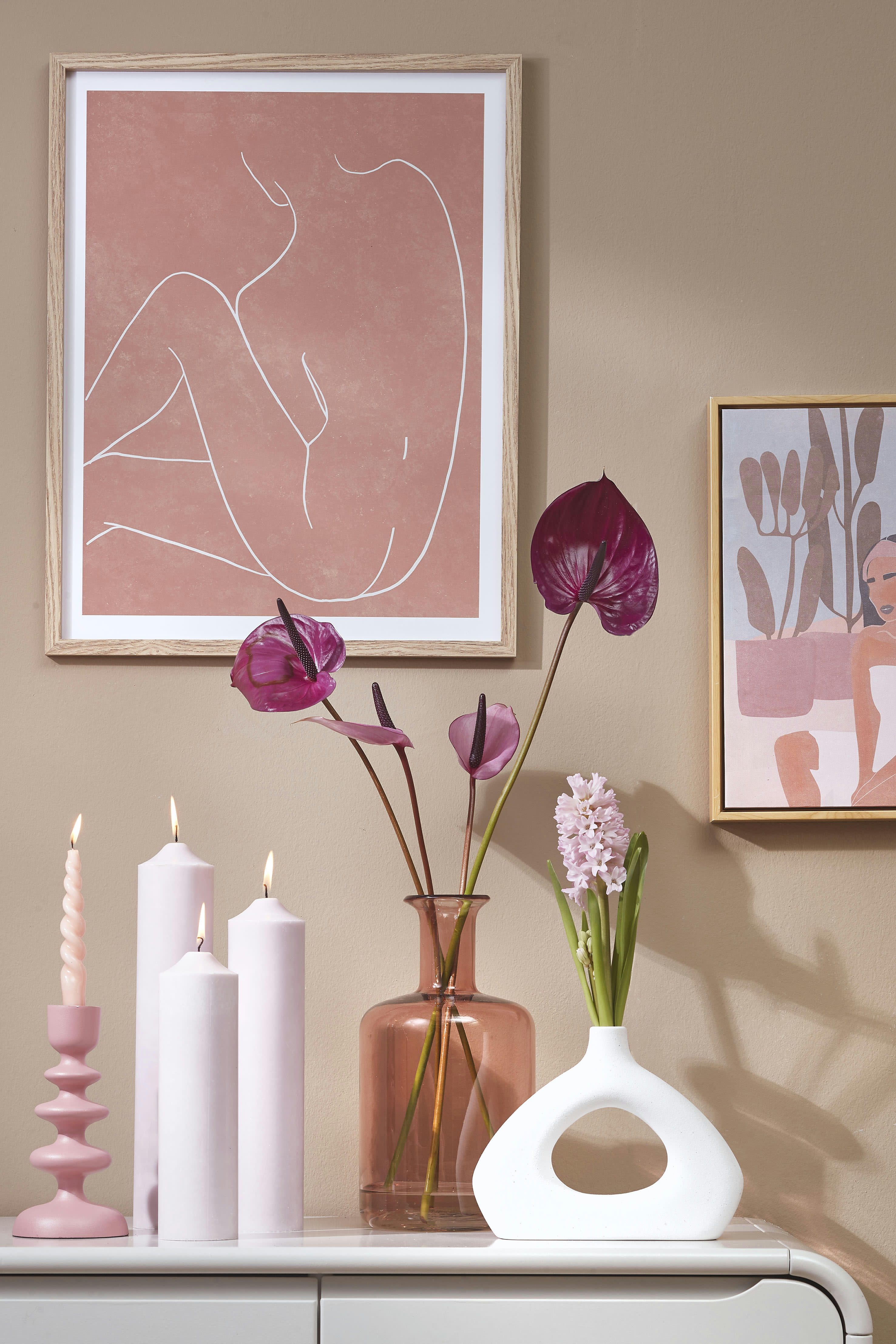 - Bougie en stéarine rose H35